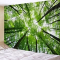 Arazzo da parete con chiome di alberi verdi e bianchi per l'arredamento della camera - 150x130cm / Vista della foresta verso l'alto