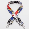 Adjustable woven replacement shoulder strap with colorful license plate pattern and hooks - Style 360 / Gunmetal