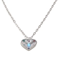 Collar de corazón plateado con piedras preciosas de colores y ópalo azul central - Color Acero