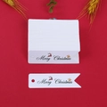 Etichette regalo Merry Christmas in carta bianca su sfondo rosso con decori festivi - Stile Semplice Scrittura Bianca (LH-302) / 100 Pezzi/Confezione