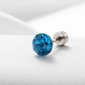 Orecchino a perno in zircone blu scuro con chiusura a vite in acciaio al titanio argento - Blu Ghiaccio 6.2MM(A013-3#)
