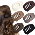 Flat oval leopard hair clips in 7 matte colors including black, beige and brown - 6pcs Oval Brown Series
