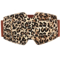 Ceinture large léopard pour femme avec bande élastique et boucle carrée gainée - Imprimé léopard