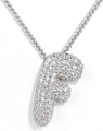 18K gold-plated silver pendant necklace featuring a crystal-encrusted letter F design - Letter F / Silver