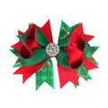 Detalle del lazo navideño con cintas rojas y verdes y motivos de alces brillantes - 1# Rojo Verde Reno