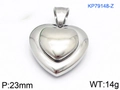 Colgante de doble corazón hueco en acero inoxidable plateado pulido de 23 mm - Dos en uno (KP79148-Z) / 23mm / Color Acero