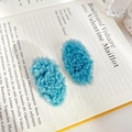 Set of two blue plush lamb wool hair clips on book pages with a soft aesthetic - 5cm / Lake Blue 2Pcs