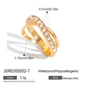 Especificaciones de tamaño del anillo cruzado de acero dorado con diamantes blancos - Estilo Cruzado con Zirconia (JDR0305002-7)