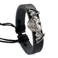 Retro woven leather bracelet with vintage silver heart cross and adjustable cord - LOVE Cross