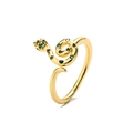 Elegante anello a serpente placcato oro 18K decorato con brillanti pietre di zircone verde - Oro Zircone Verde