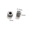 Antique silver stainless steel mantra beads with vintage 9mm diameter and 5mm hole - Hollow Floral Cylinder-Style 7