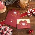 Red and beige 3D Christmas greeting cards set with Santa Claus and hearts - Santa Claus【Red】