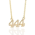Gouden damesketting met engel nummer 444 hanger en micro-pave zirkonia stenen - Goud-444