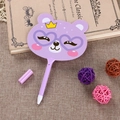 Creative purple cartoon bear fan pen with heart glasses and crown for students - Purple Cat