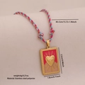 Pink tarot heart love pendant necklace with colorful woven rope and gold steel charm - Pink Heart LOVE (1#)