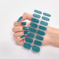 Sparkling blue nail polish stickers CS-029 shown on model hand and sheet - Glitter Blue (CS-029)