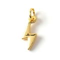 Detailed close-up of a 14k gold-plated lightning bolt charm with sparkling zircon inlay - Polished Lightning 07