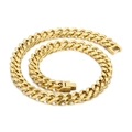 Polished gold curb link chain necklace with a sturdy rectangular clasp in hip-hop style - Gold Necklace 45cm (KN225436-Z)