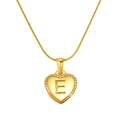 Polished 18K gold-plated heart pendant necklace with letter E on delicate snake chain - Heart Letter E (S-P151-E)