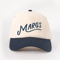 Casquette de baseball rétro avec broderie MARGS en contraste crème et bleu marine - Taille unique / Beige et Bleu Marine