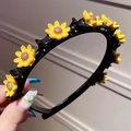 Diadema con pinzas de girasol para niñas, accesorio para peinados infantiles - Girasol Amarillo
