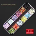 Nail art decoration set G-56 with 12 grids of multi-color triangular resin rhinestones - G-56 Style (Colorful Irregular Iridescent Sequins)
