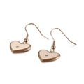 Rose gold heart-shaped hook earrings featuring a delicate central small diamond accent - Heart Hook Dangle (KE86908-KPD) / Rose Gold