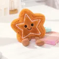 Star-shaped plush toy decoration in warm brown with a smiling face and striped soft feet - Star / 10cm