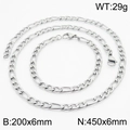 Zilveren 3:1 Figaro ketting set inclusief 6mm roestvrijstalen halsketting en armband - Armband / 6mm Staalkleur