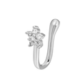 Silver non-pierced copper nose clip with sparkling zircon star shape detail - Star & Moon Combination (G-250) / Silver