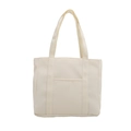 Minimalistische weiße Canvas-Tragetasche mit großer Vordertasche und Tragegriffen - Weiß