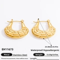 Waterproof 18k gold plated stainless steel textured basket hoop earrings for women - EH11673-Tight Twist Ring