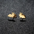 Cute gold stainless steel rabbit stud earrings for women on a textured black surface - Rabbit Shape(163) / Gold