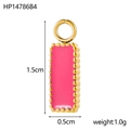 Ciondolo rettangolare dorato con smalto rosa, dimensioni 1,5 cm per 0,5 cm - Rettangolo Liscio Rosa-HP14786B4