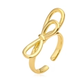 Elegante 18K vergulde opengewerkte strikring voor dames op een witte achtergrond - Verstelbaar Open / Goud