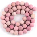 Pink matte natural stone beads for DIY jewelry making with round frosted finish surface - Frosted Red Wood / 4mm/1 Piece Approximately 90 Pieces/10g