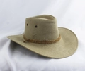 Détail du chapeau de cow-boy kaki avec trous de ventilation et cordon tressé de style - 58cm Taille Unique / Camel Clair avec Corde Tressée