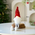 Light-up 30cm Christmas gnome with red sequined hat and striped legs for table decor - Red Long Leg Gnome B
