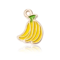 Banana alloy enamel charm pendant in yellow and green with gold plating for DIY jewelry - Yellow Banana