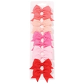 Dettaglio di dieci fermagli per capelli con fiocco in nastro grosgrain rosso e rosa per bimba - 10H-Rosso Passionale