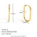 Orecchini a cerchio a U in acciaio inossidabile placcato oro 18 carati con dimensioni - 2.0*26mm-Oro