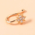 Manguito nasal en forma de U de oro rosa con estrella de hexagrama y microcirconitas - Estilo Estrella Oro Rosa (SE1176)