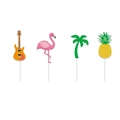 Tropical cake toppers featuring guitar, flamingo, coconut tree, and pineapple motifs - Flamingo Combination Style