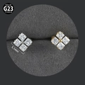 G23 titanium labret stud with square zircon in silver and gold finish, size 5.1mm - Square NO-3