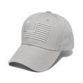 Light gray cotton baseball cap with American flag embroidery shown at a 45-degree angle - 56cm-60cm / Gray