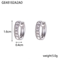 Silver row diamond hoop earrings with 1.6cm diameter and 0.4cm width detail view - Silver White Rhinestone (GE48182A2A0)