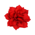 Detailed view of layered red fabric lotus flower accessory for DIY hairband crafts - Red