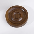 Solid walnut wood display stand with round double-groove for bracelets and jewelry - Round Black Walnut Clear Varnish