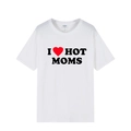 T-shirt blanc en coton avec cœur rouge et imprimé I Love Hot Moms audacieux coupe décontractée - XS / Top (Imprimé Happy Mother's Day) / Blanc