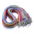 Colorful 1.5mm waxed cord necklaces with silver lobster clasps and extension chains - Multicolor